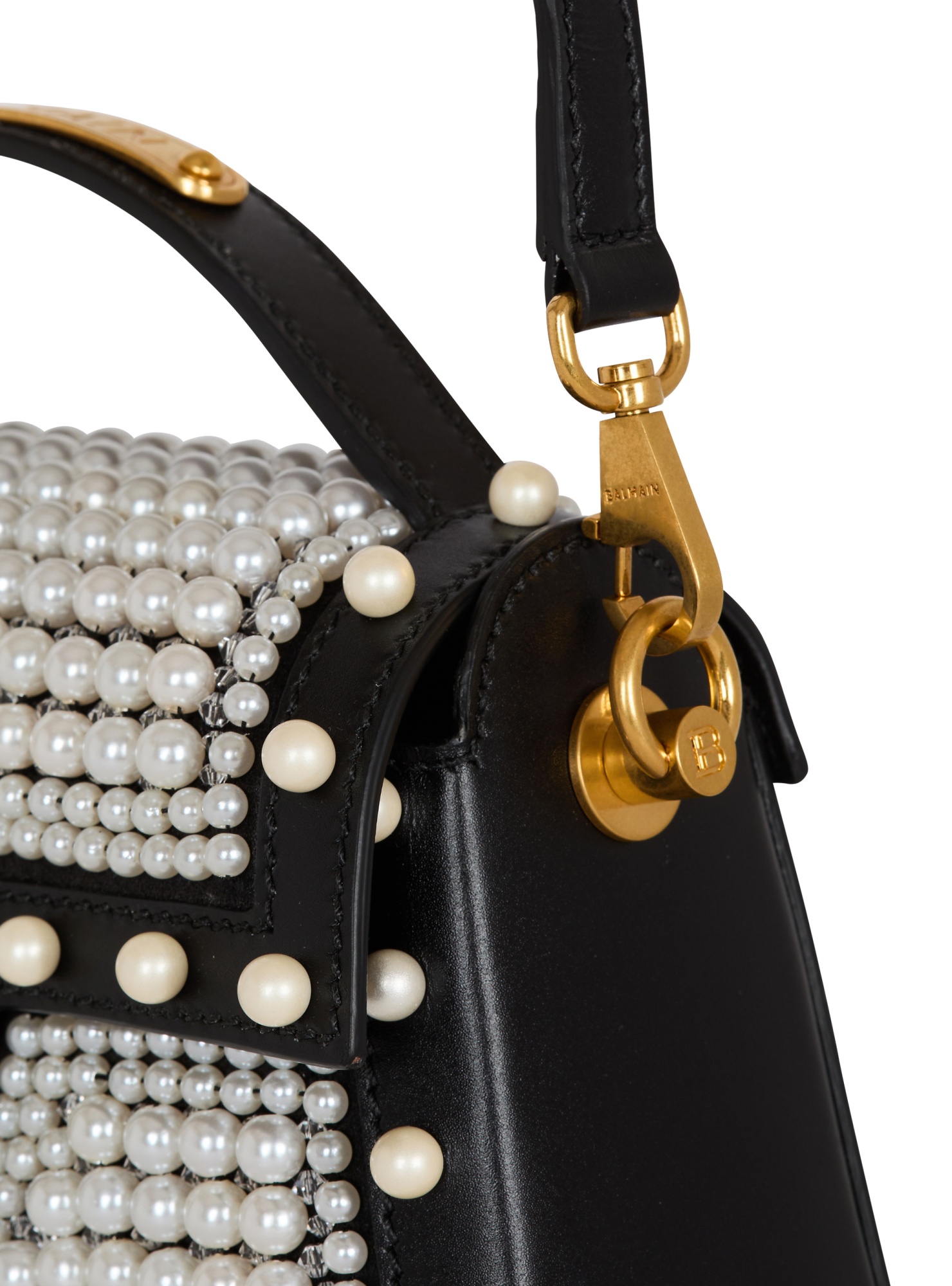 Shop Balmain B-buzz Dynasty Bag In Leather And Embroidered Satin