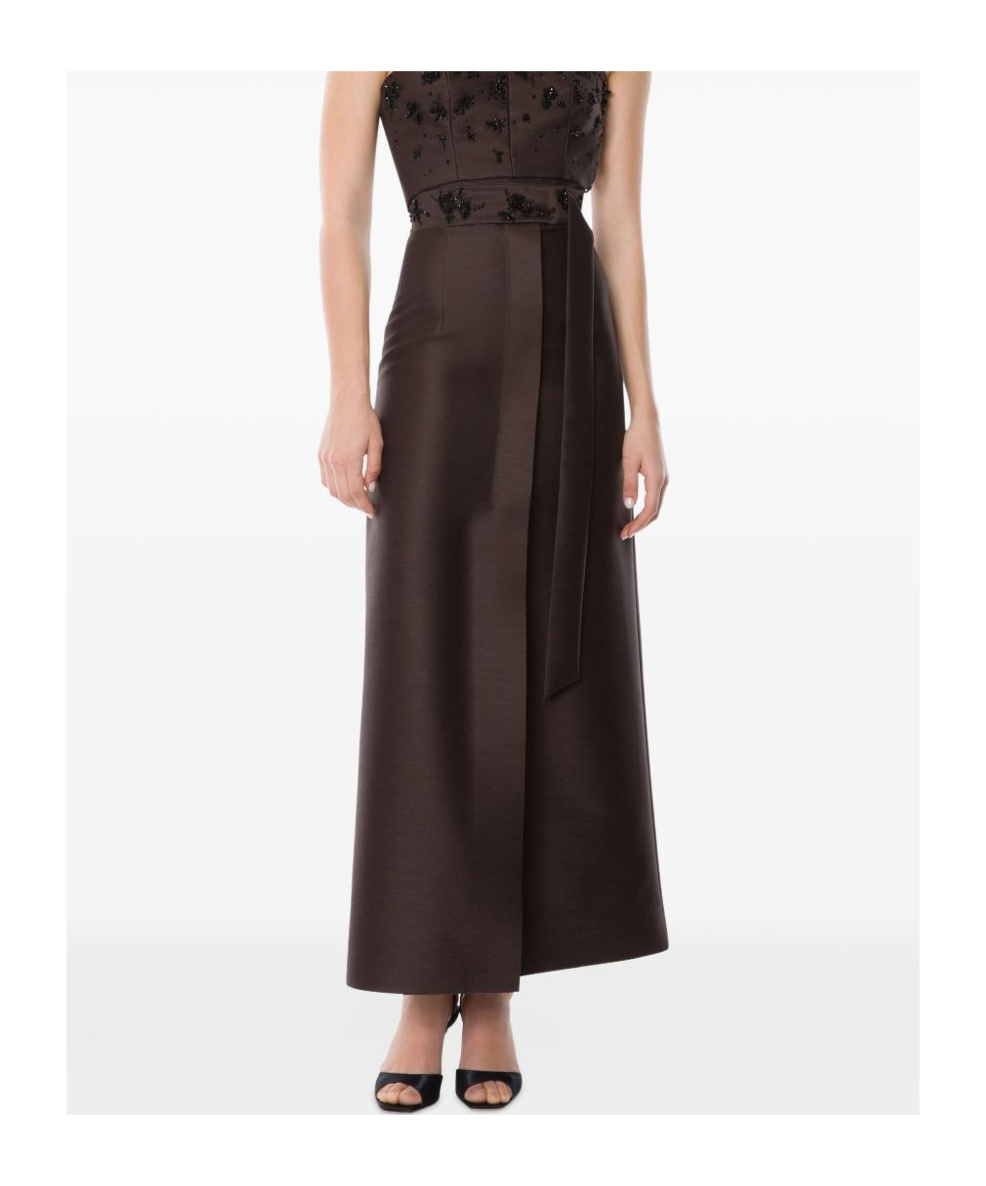 Alberta Ferretti Embroidered Wool Silk Wide Leg Trousers In Animal Print