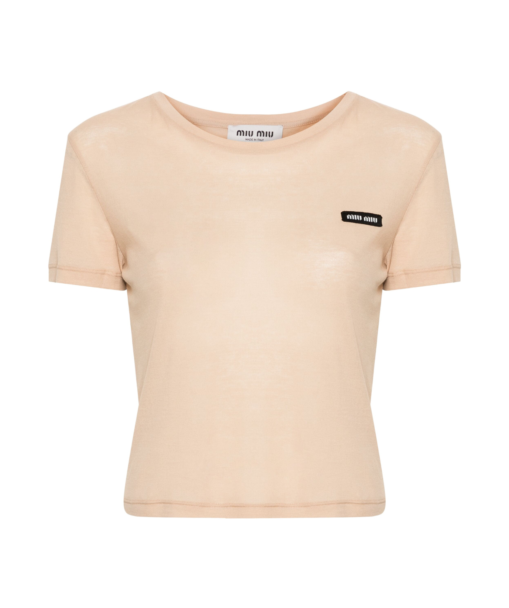 Miu Miu Logo-patch Cropped T-shirt In Pink