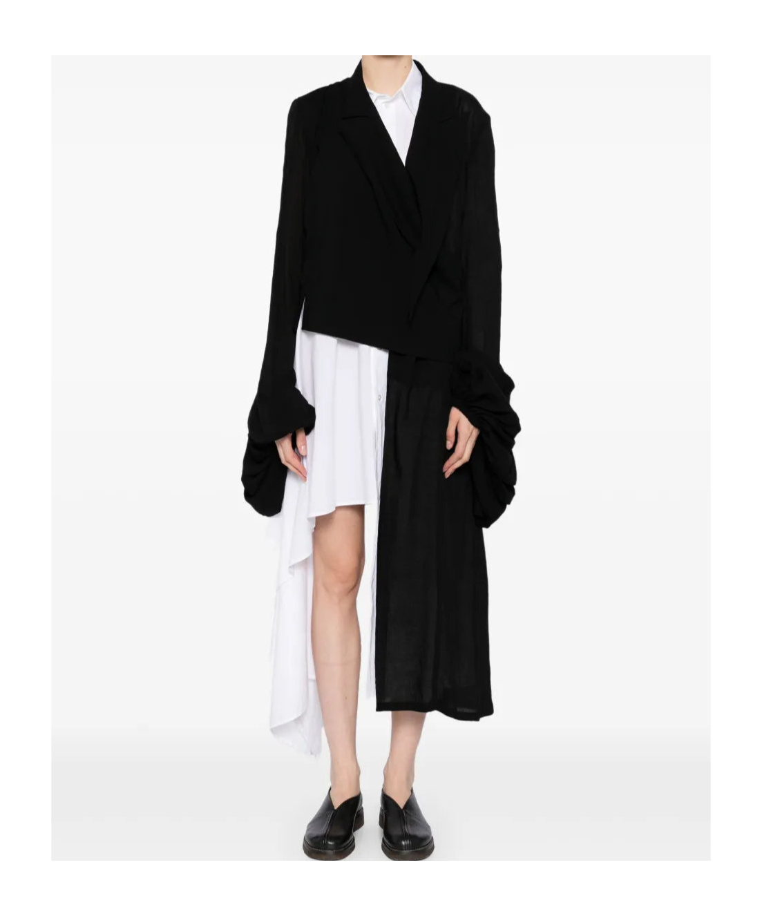 Yohji Yamamoto Balloon-sleeves Wrap Blazer In Black