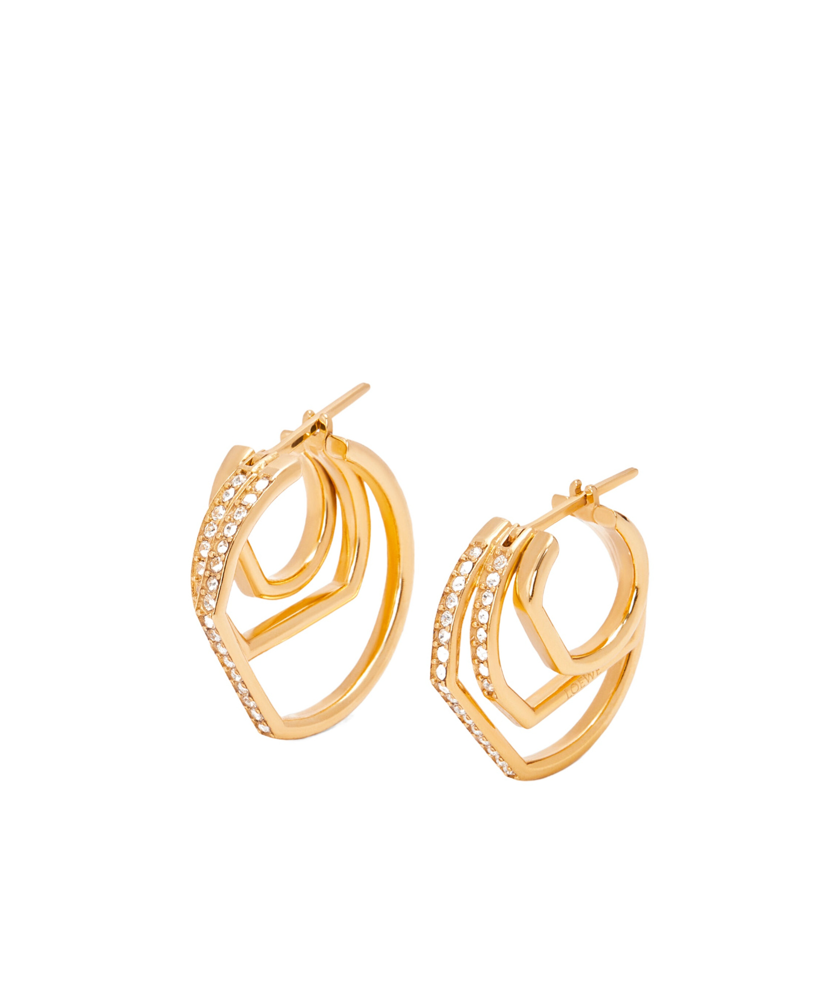 Loewe Stacked Hoop Earrings In Sterling Silver And Crystals In Gold