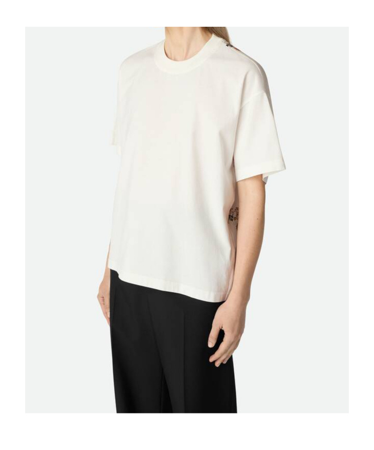 Bottega Veneta Cotton And Silk Printed T-shirt In White