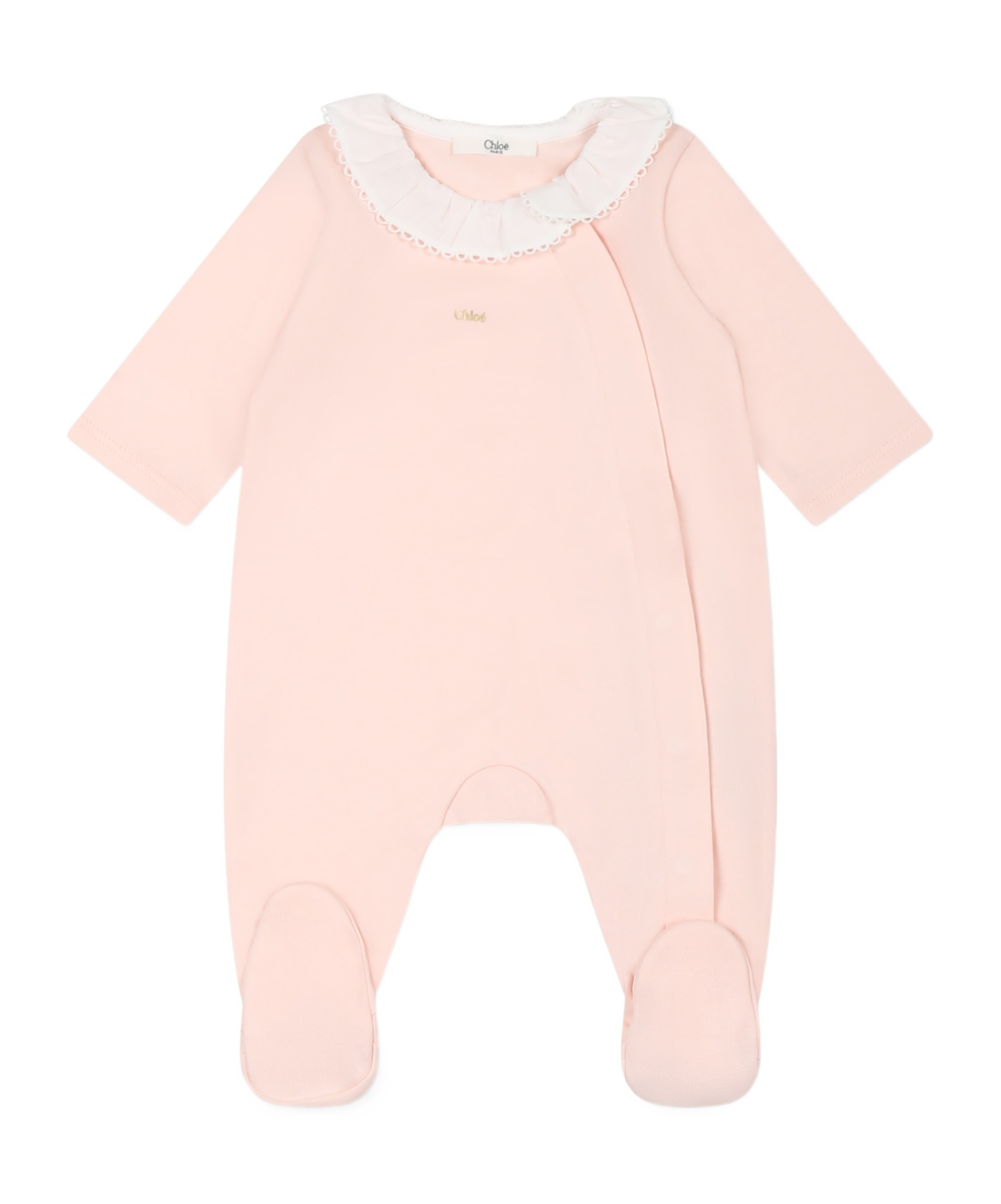 Chloé Long-sleeved Jumpsuit And Bib Set In Pink