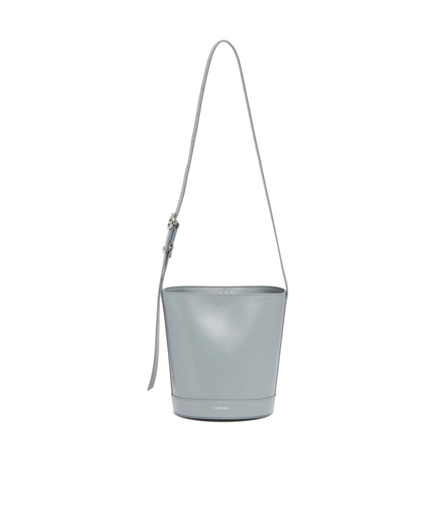 Jil Sander Leather Cannolo Bucket Bag In Gray