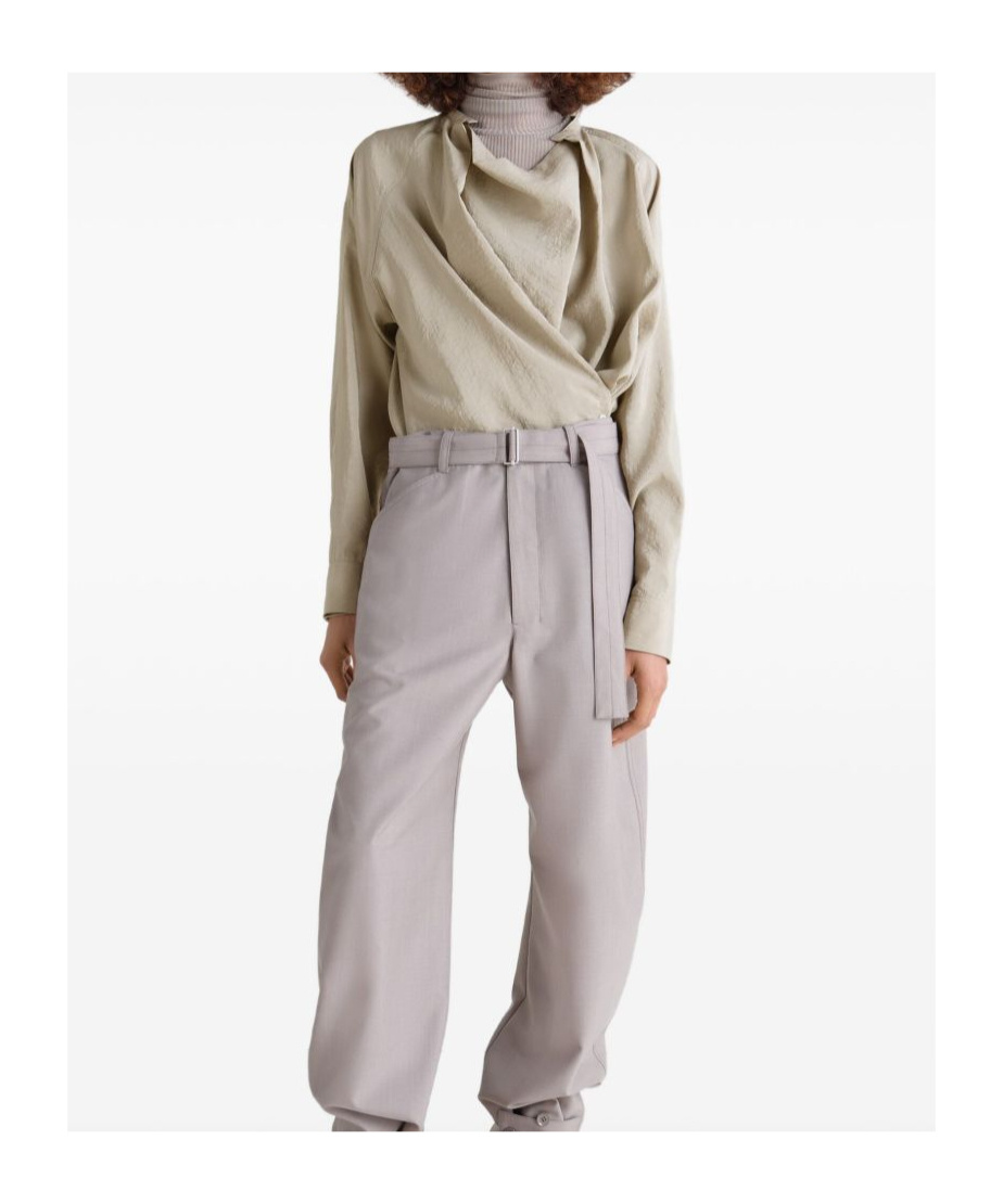 Lemaire Twisted Draped Blouse In Neutral