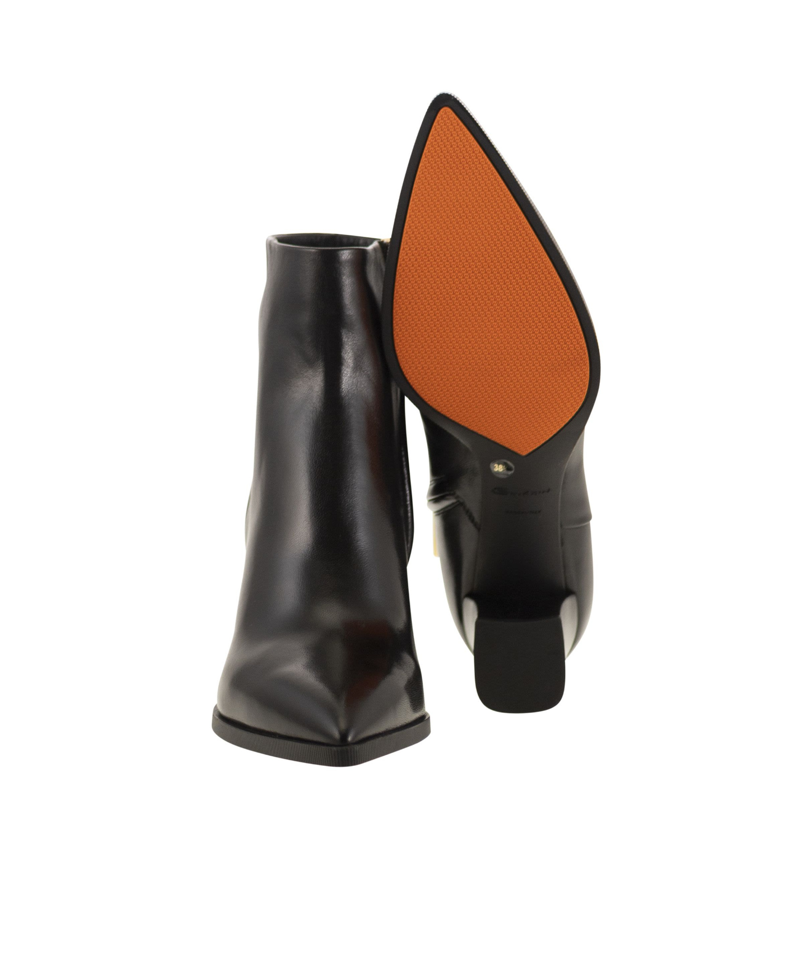 Santoni Medium Heel Leather Ankle Boot In Black