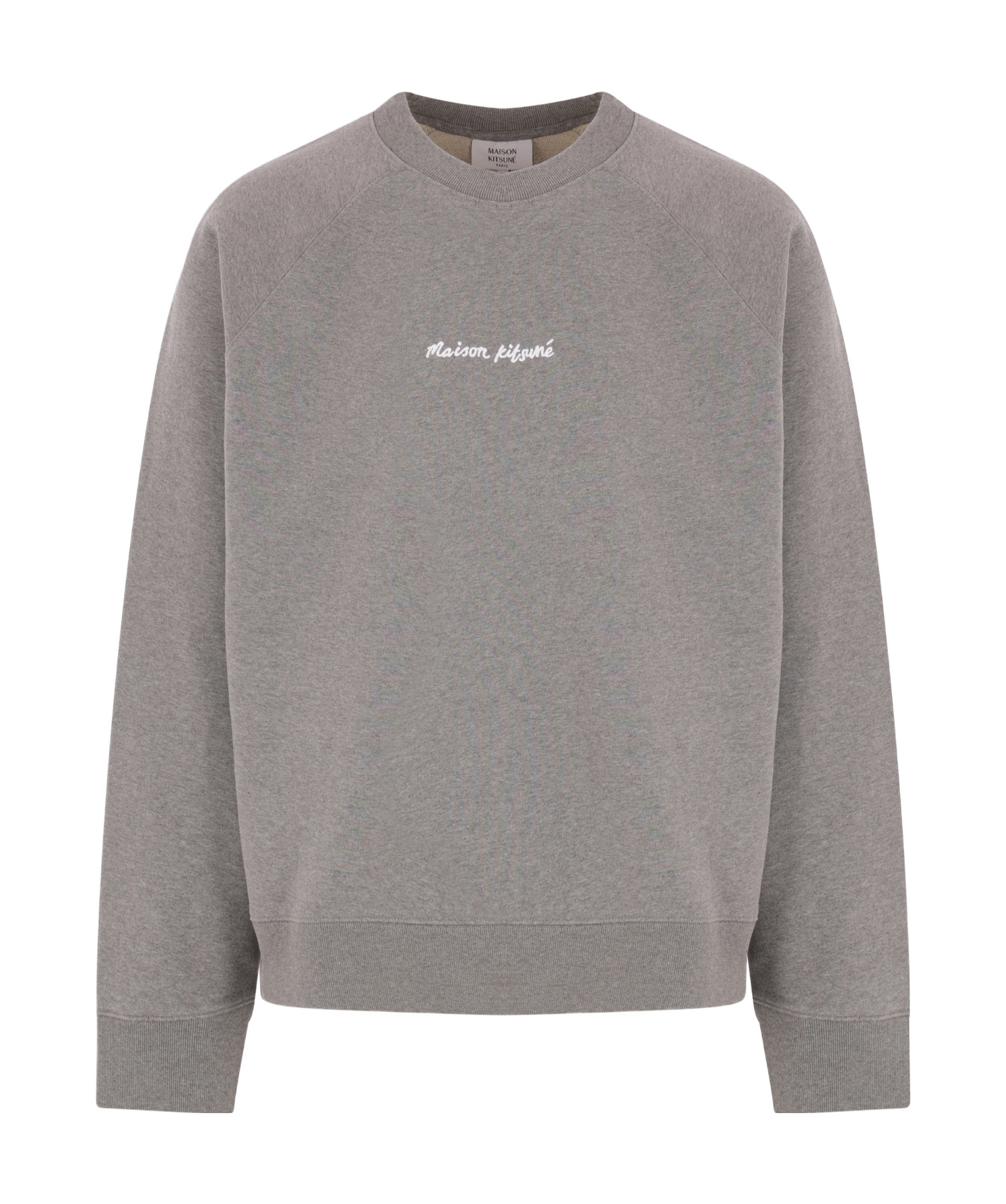 Maison Kitsuné Embroidery Oversize Raglan Sweatshirt In Gray