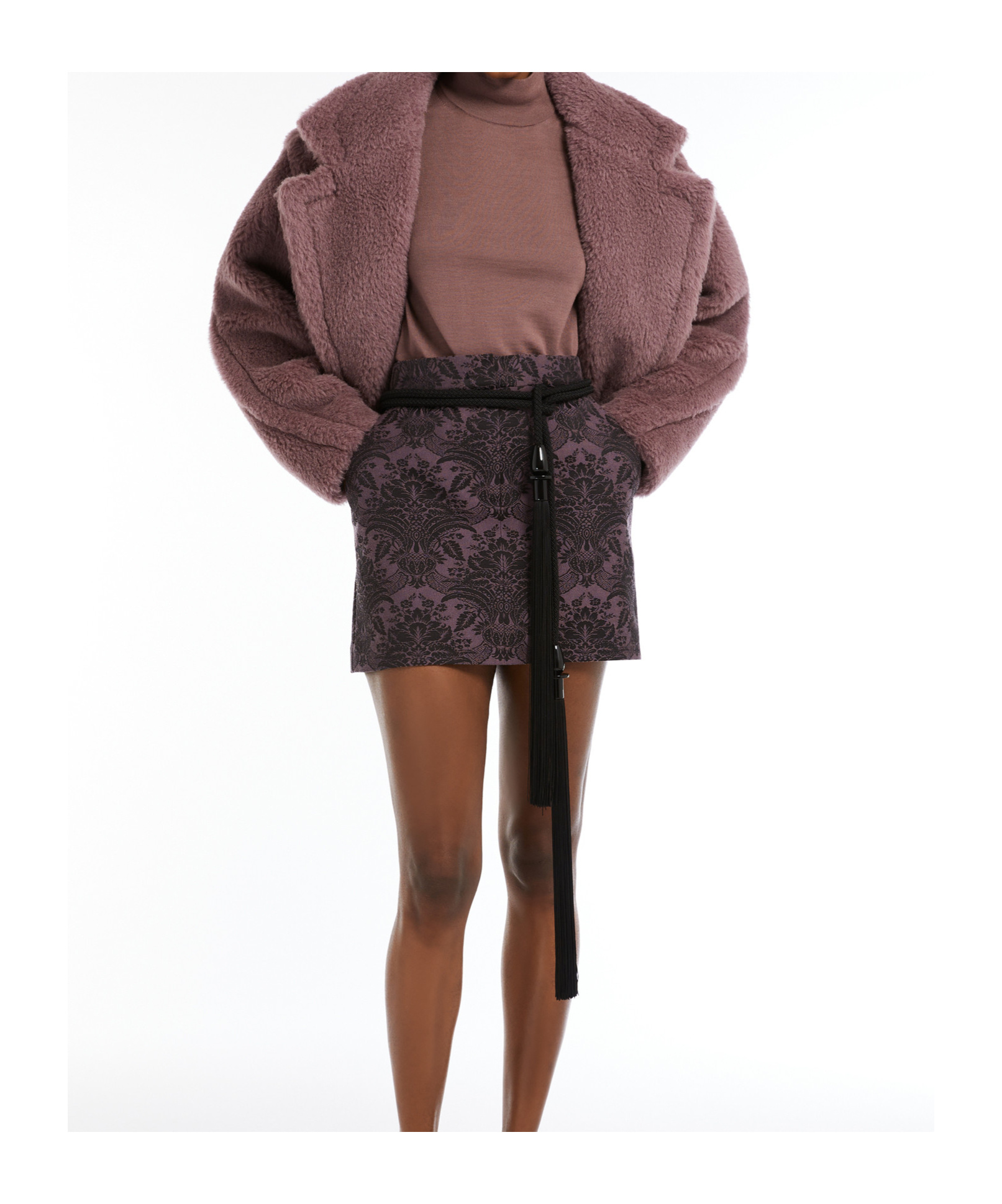 Shop Max Mara Wool Knit Turtleneck Jumper In Brown