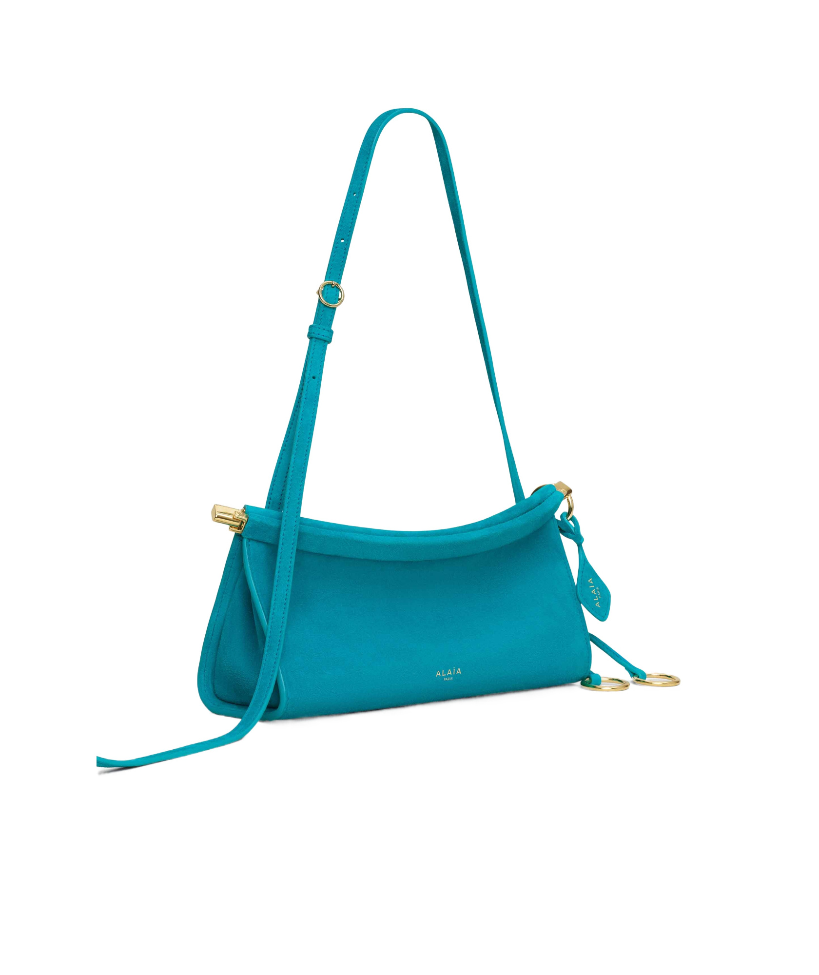 Alaïa Le Click East West Small Bag In Suede In Blue