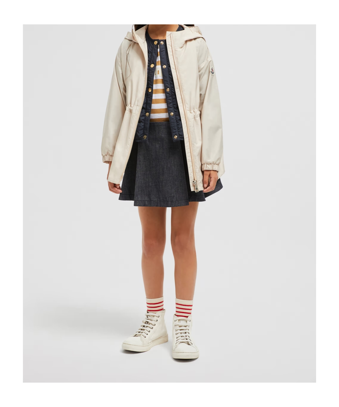 Moncler Pleated Denim Skirt In Black