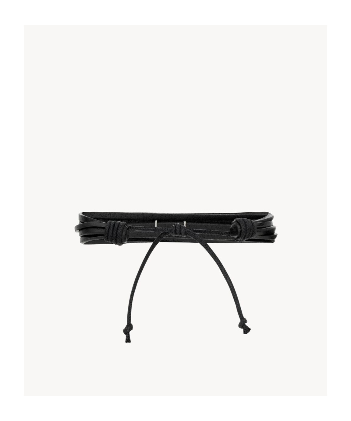Saint Laurent Leather Cassandre Bracelet In Black