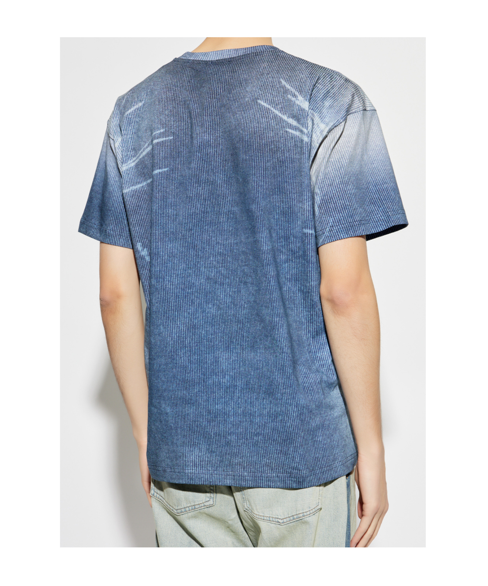 Diesel Ribbed Collar Crew Neck T-shirt In Blue