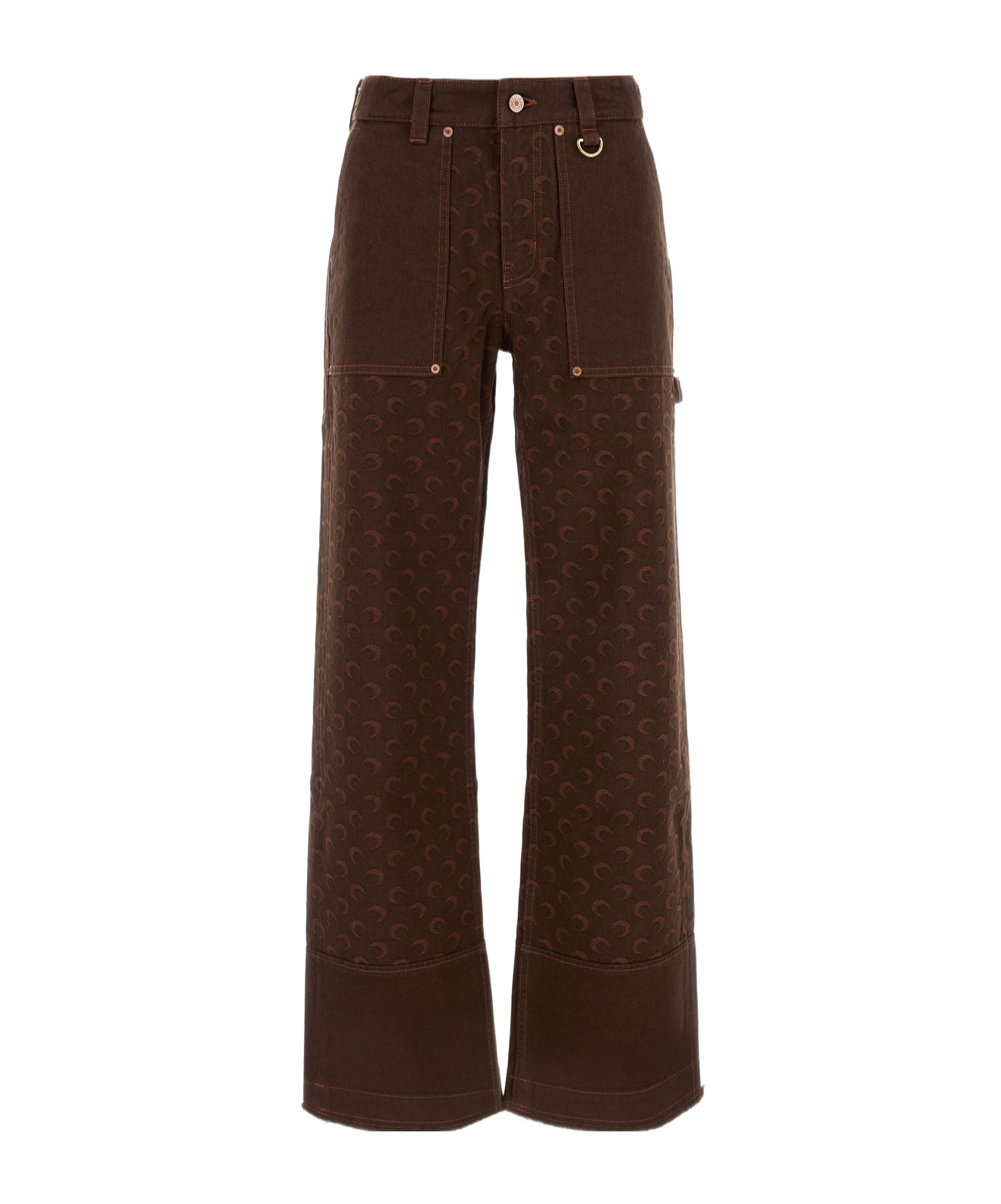 Marine Serre Twill-jeans Aus Moon-jacquard In Black