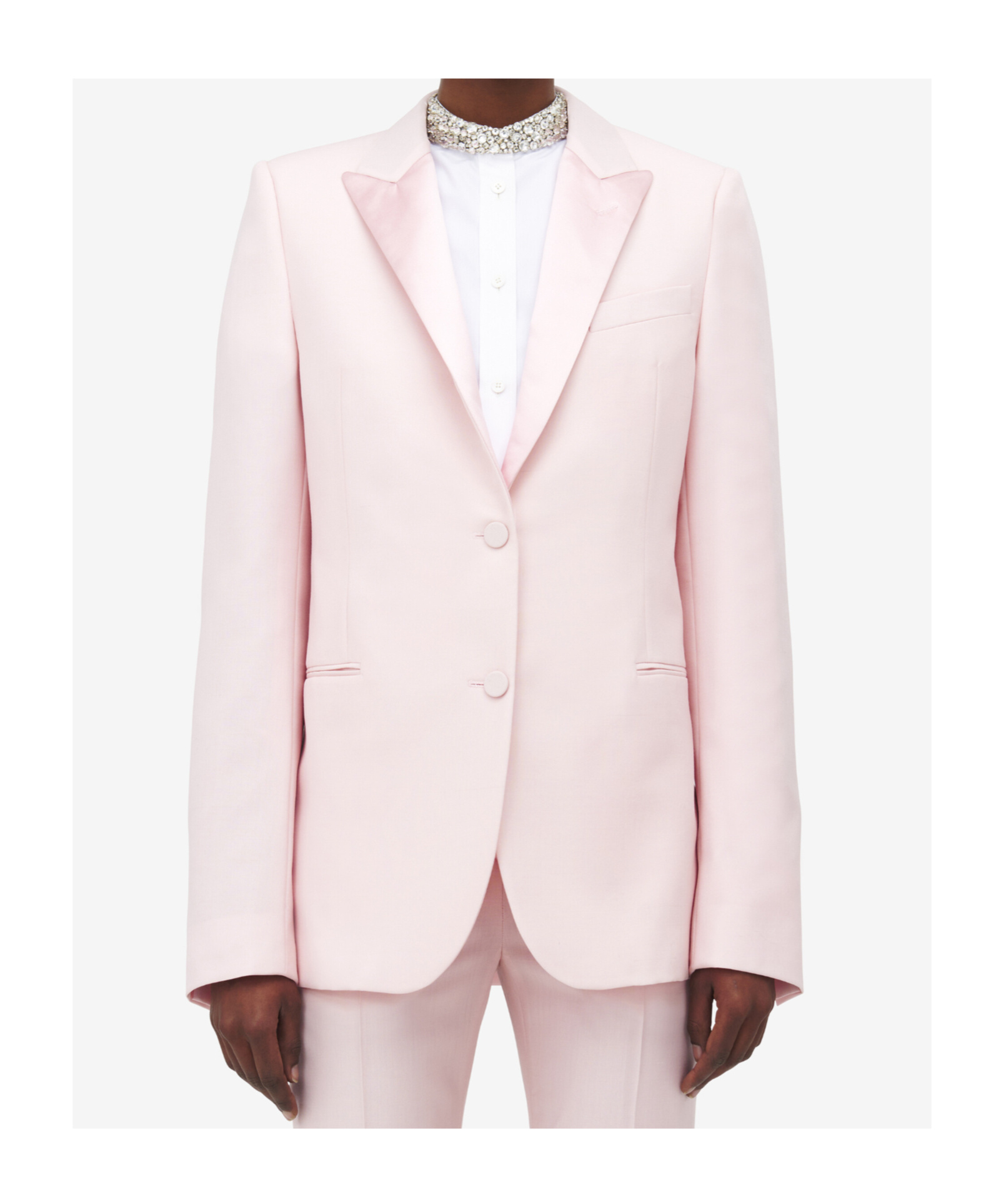 Alexander Mcqueen Wool Ruffle Asymmetric Blazer In Pink