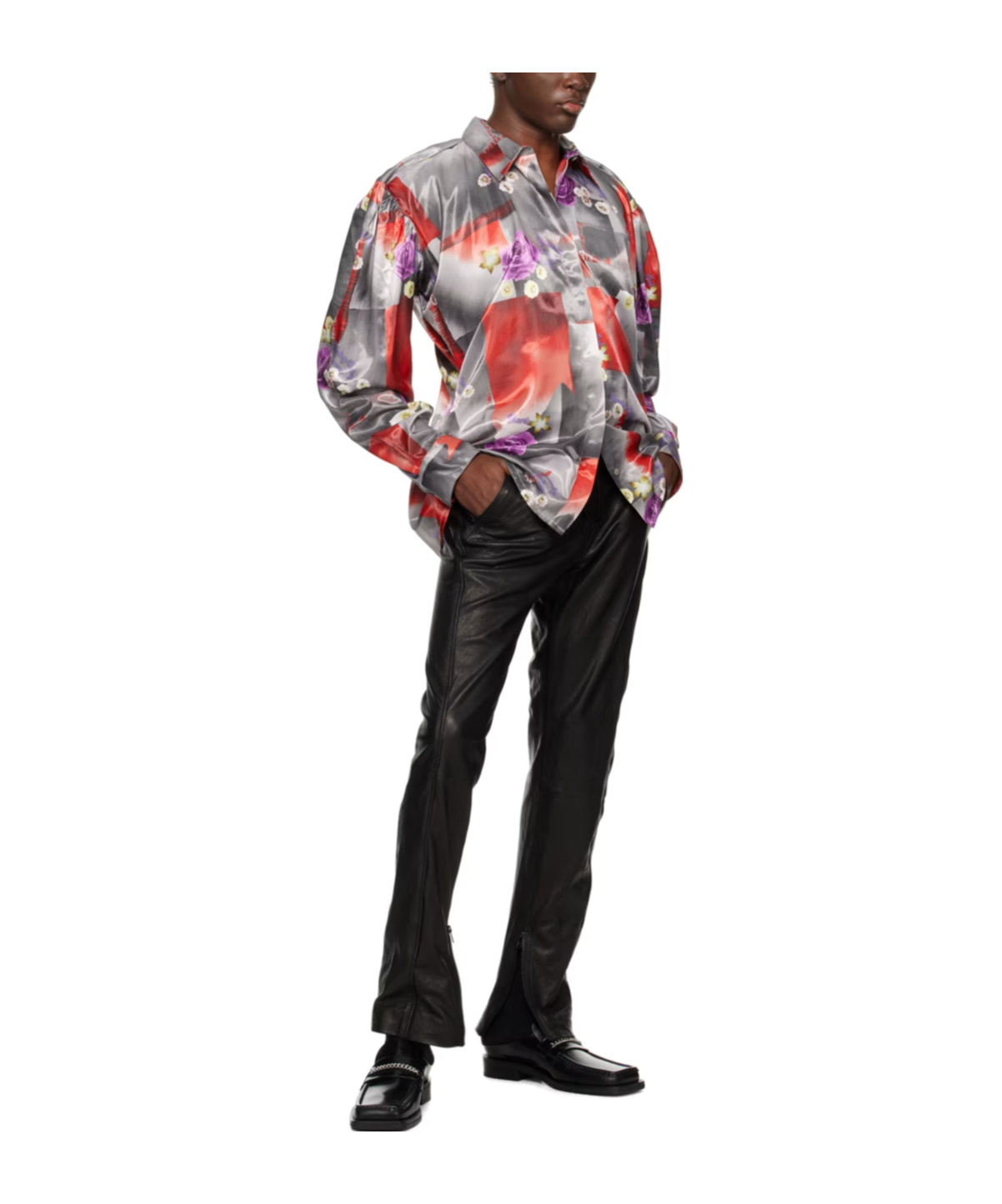 Shop Martine Rose Classic Patterned Shirt In Gray
