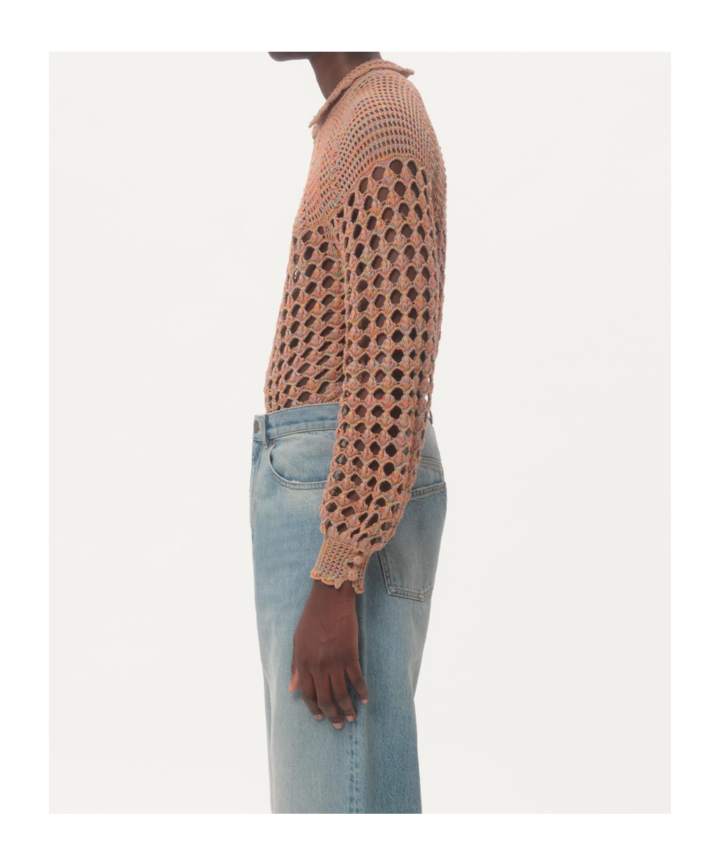 Valentino Openwork Sweater In Linen Blend In Brown