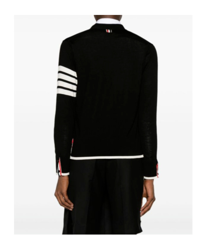 Thom Browne 4-bar Cotton Cardigan For In Black