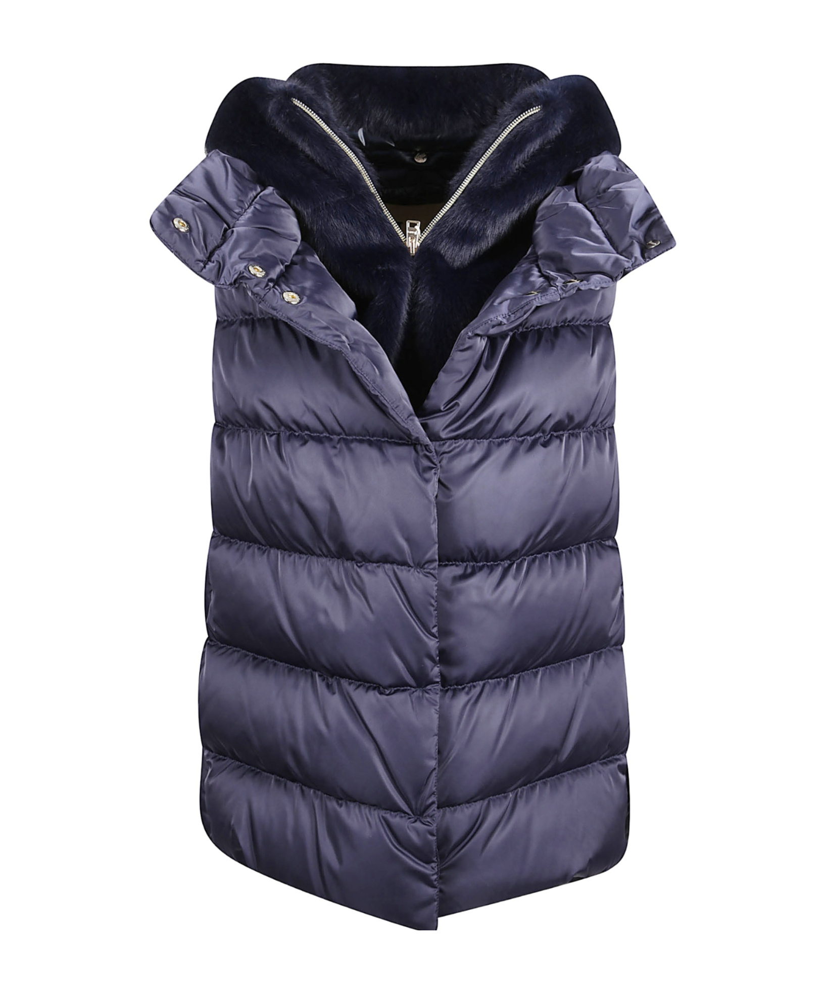 Herno Quilted Vest-style Down Jacket In Blue