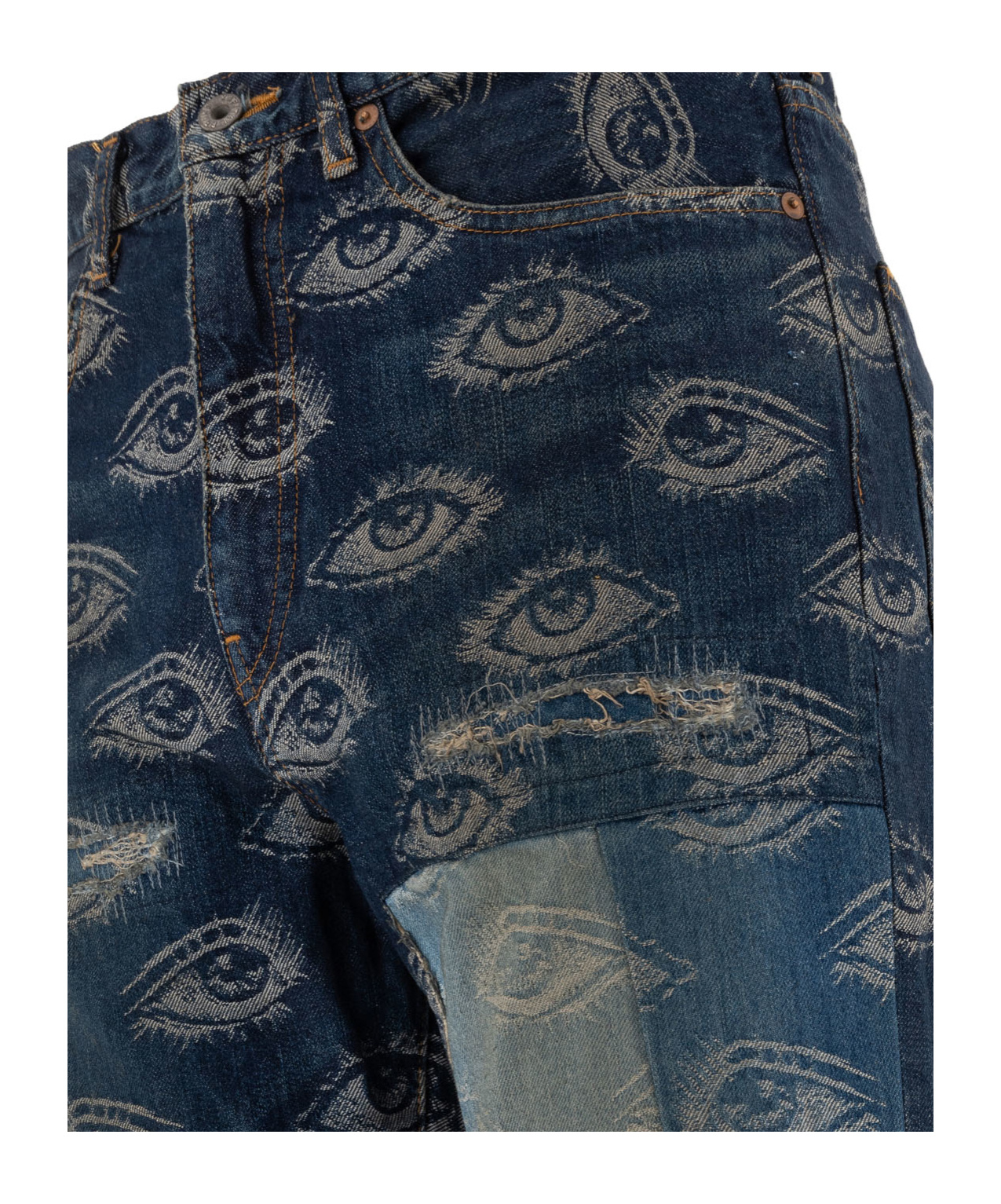 Shop Kapital Patterned Jeans In Black