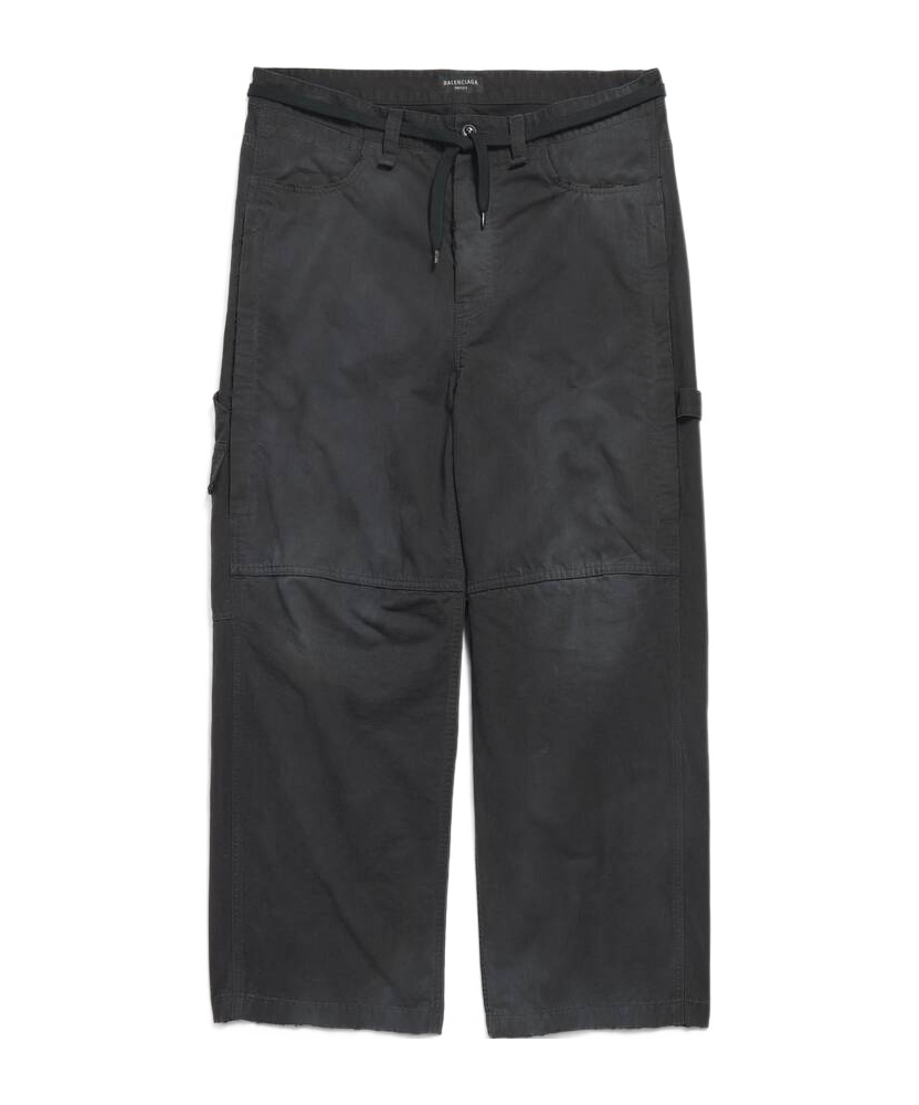 Balenciaga Cotton Cropped Cargo Trousers In Black