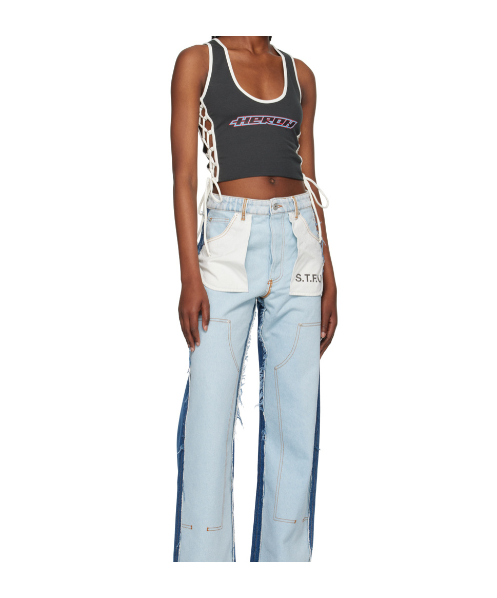 Heron Preston Logo-print Lace-up Top In Multi