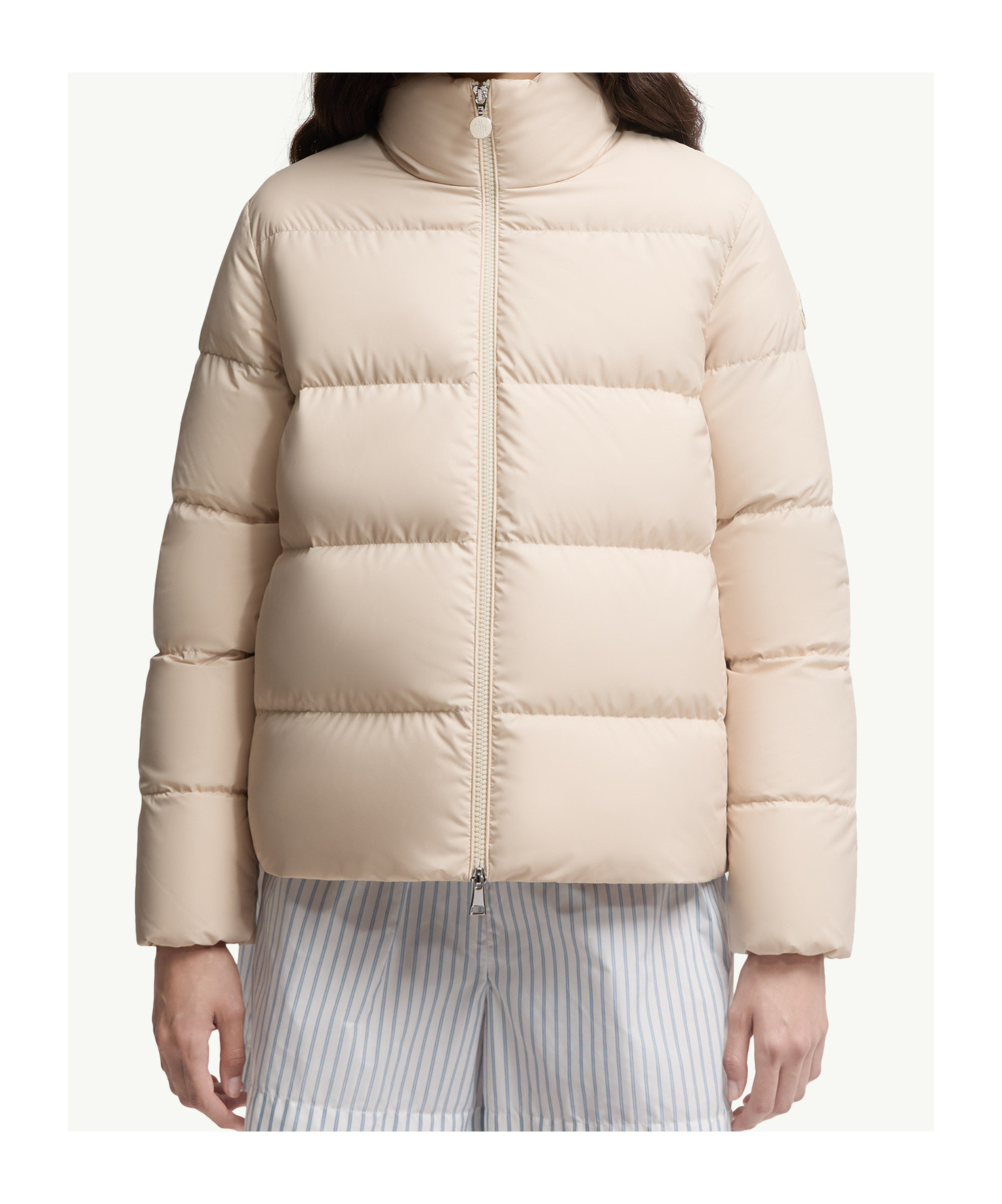 Moncler Mauzun Long-sleeved Down Jacket In Neutral