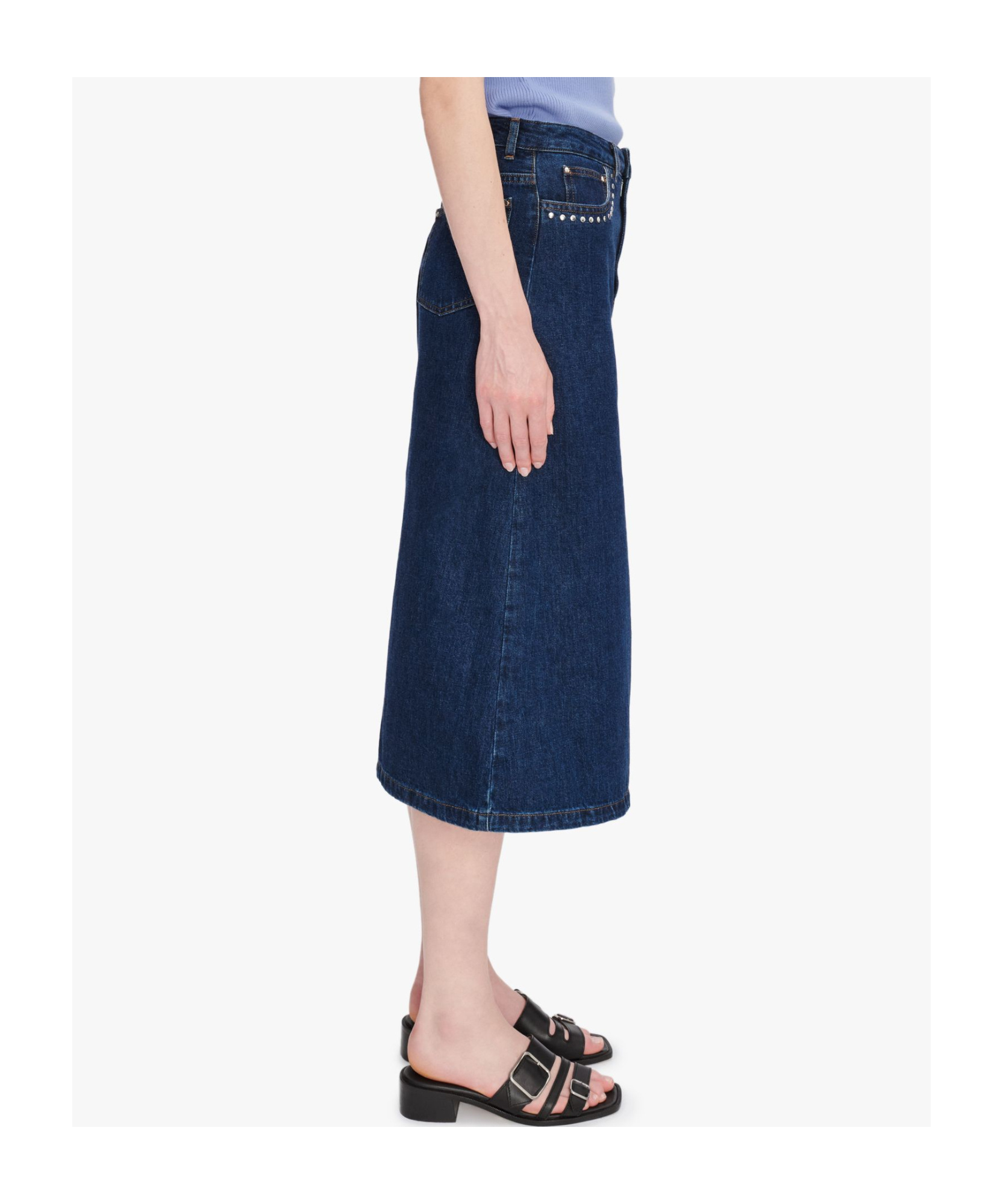 Apc Indigo Redwood Denim Midi Skirt In Blue
