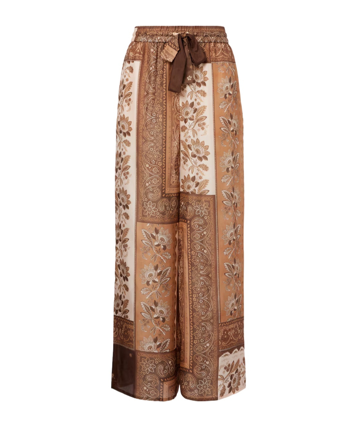 Zimmermann Lucky Printed Silk Straight Pants In Brown