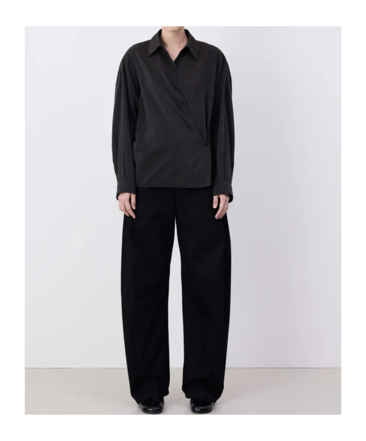Lemaire Straight Collar Twisted Shirt And Blouse Black In Black