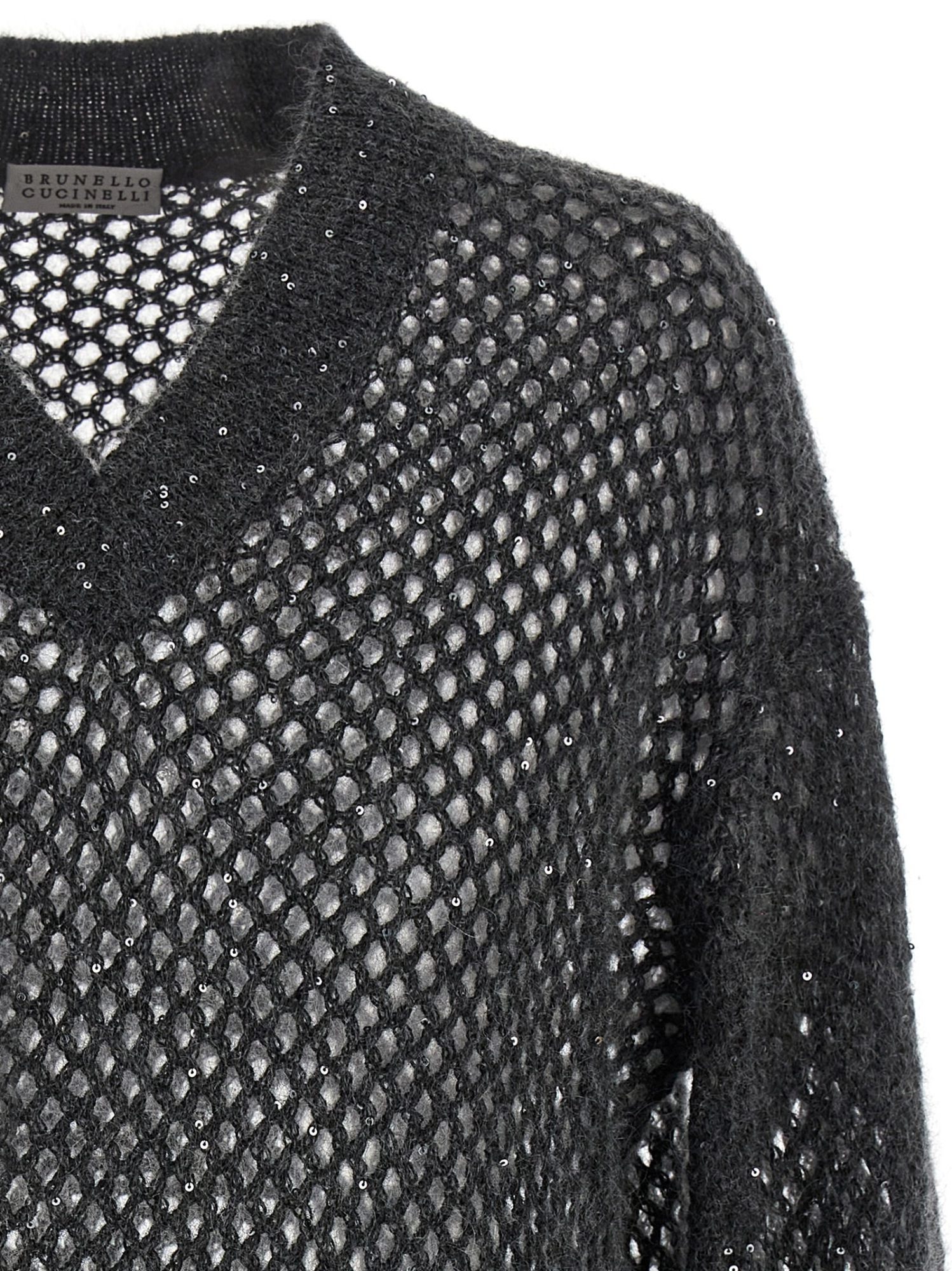 Brunello Cucinelli Rustic Dazzling Net Sweaters And Cardigans Gray
