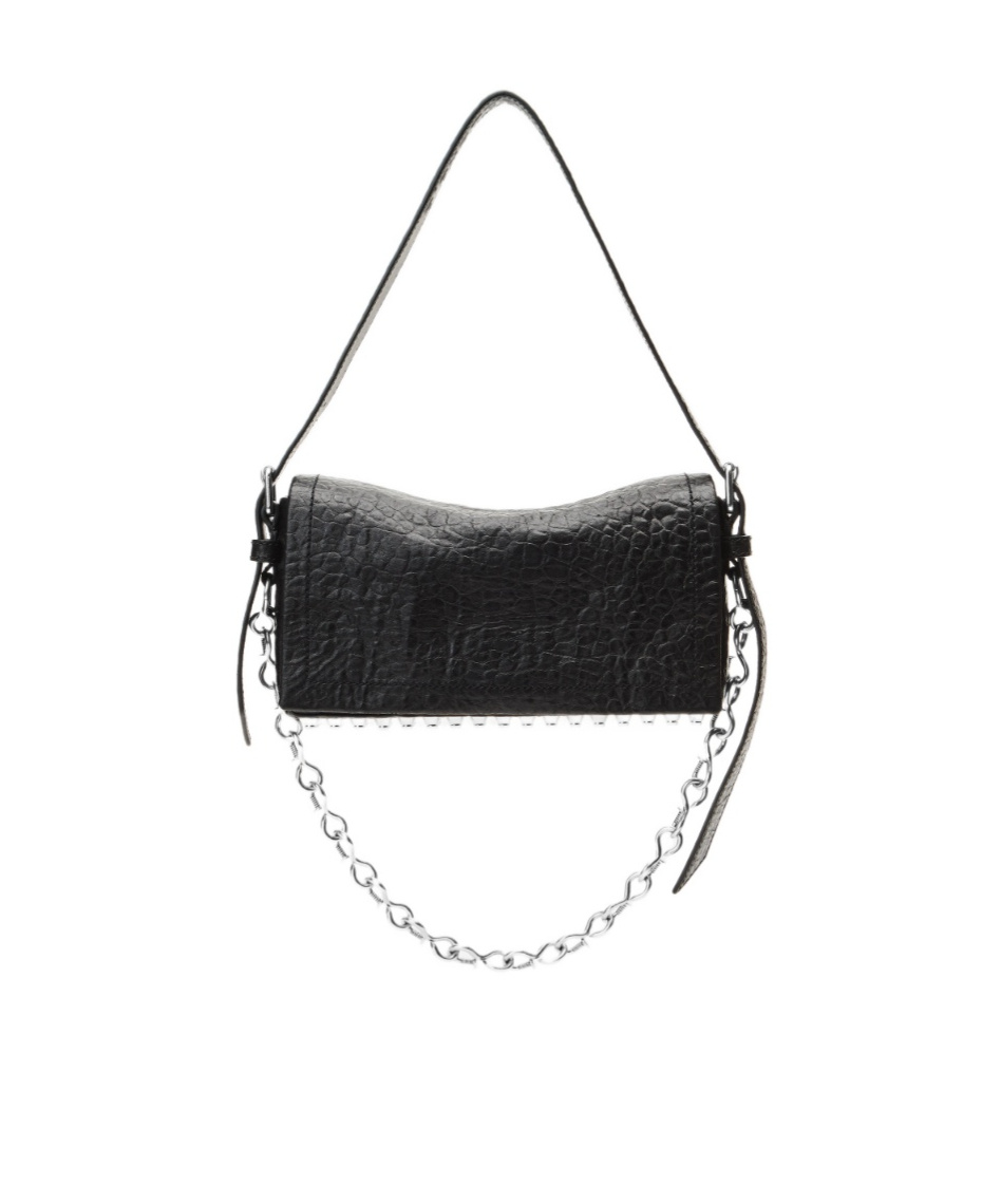 Alexander Wang Black Memory Leather Ricco Slim Flap Bag In Black