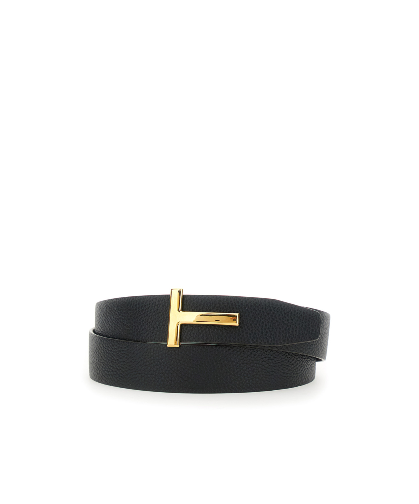Tom Ford Bordeaux Belt With T Buckle Closure In Grained Leather Man In Brown