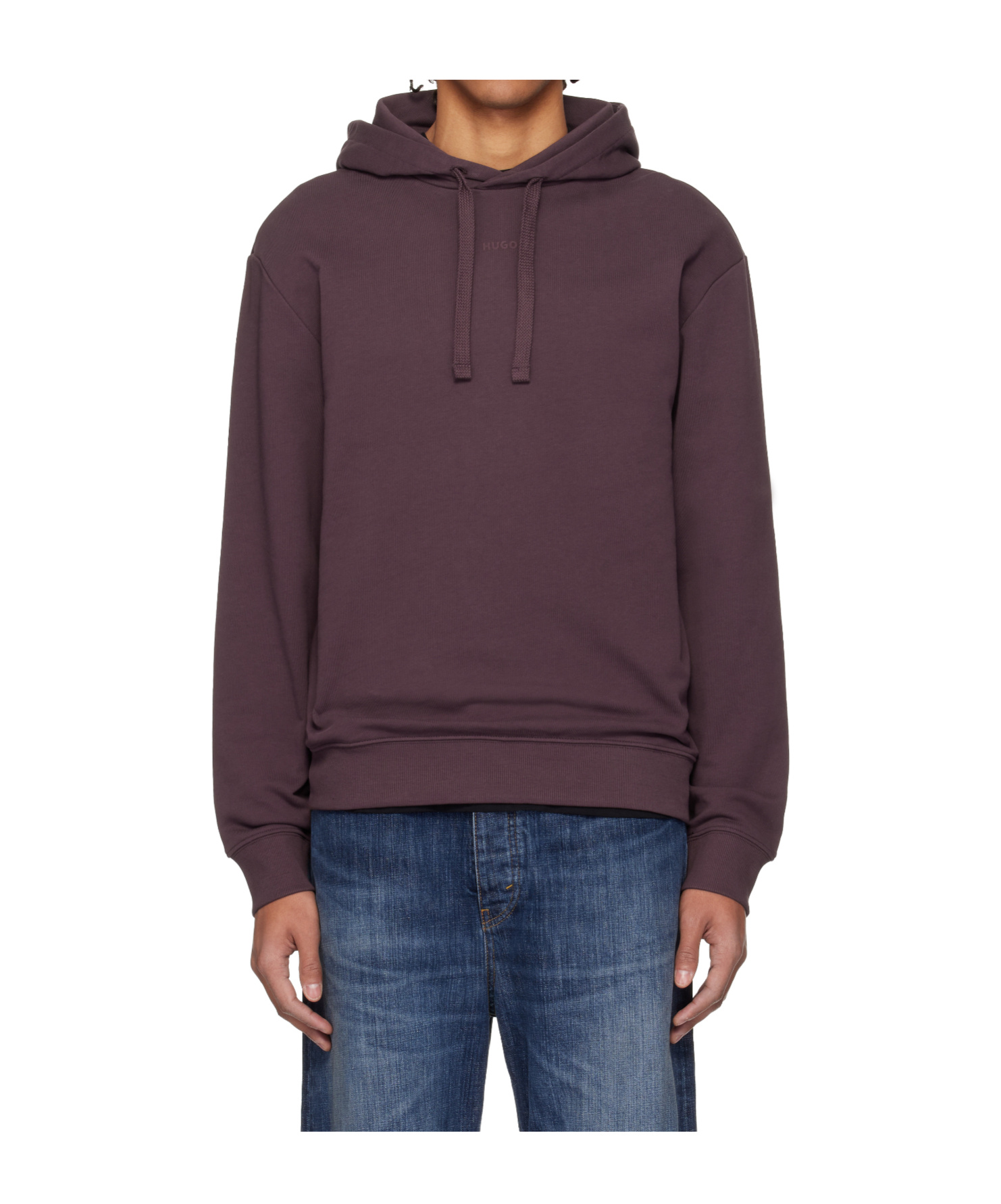 Hugo Boss Long-sleeved Hooded Sweatshirt In Brown