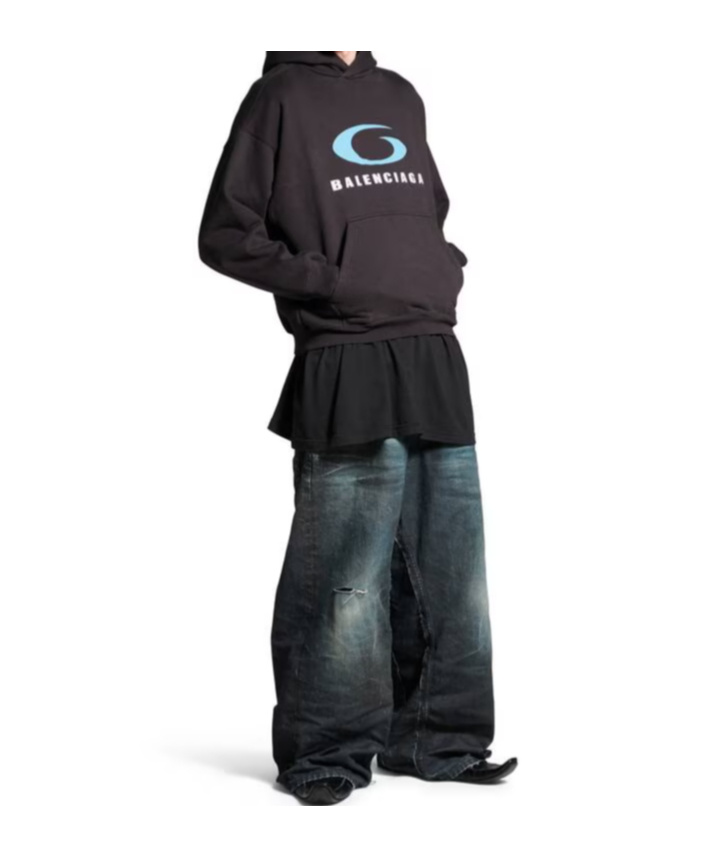 Shop Balenciaga Men's Loop Sports Icon Hoodie Medium Fit In Black