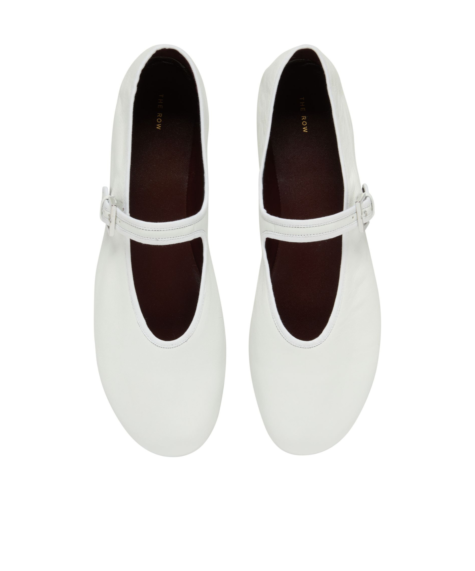 The Row Boheme Leather Mary Jane Ballerina Flats In White