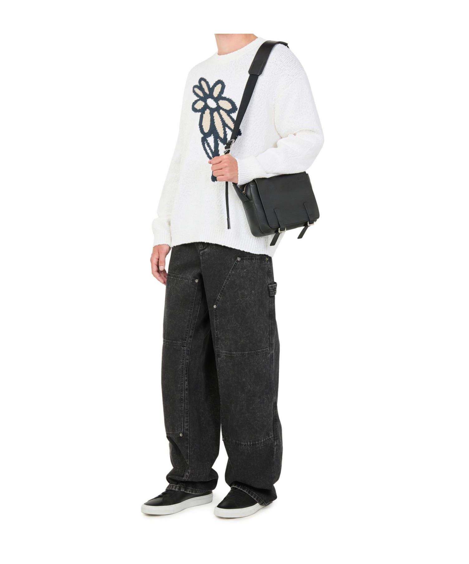 Shop Maison Kitsuné Abstract Daisy Intarsia Sweater In White