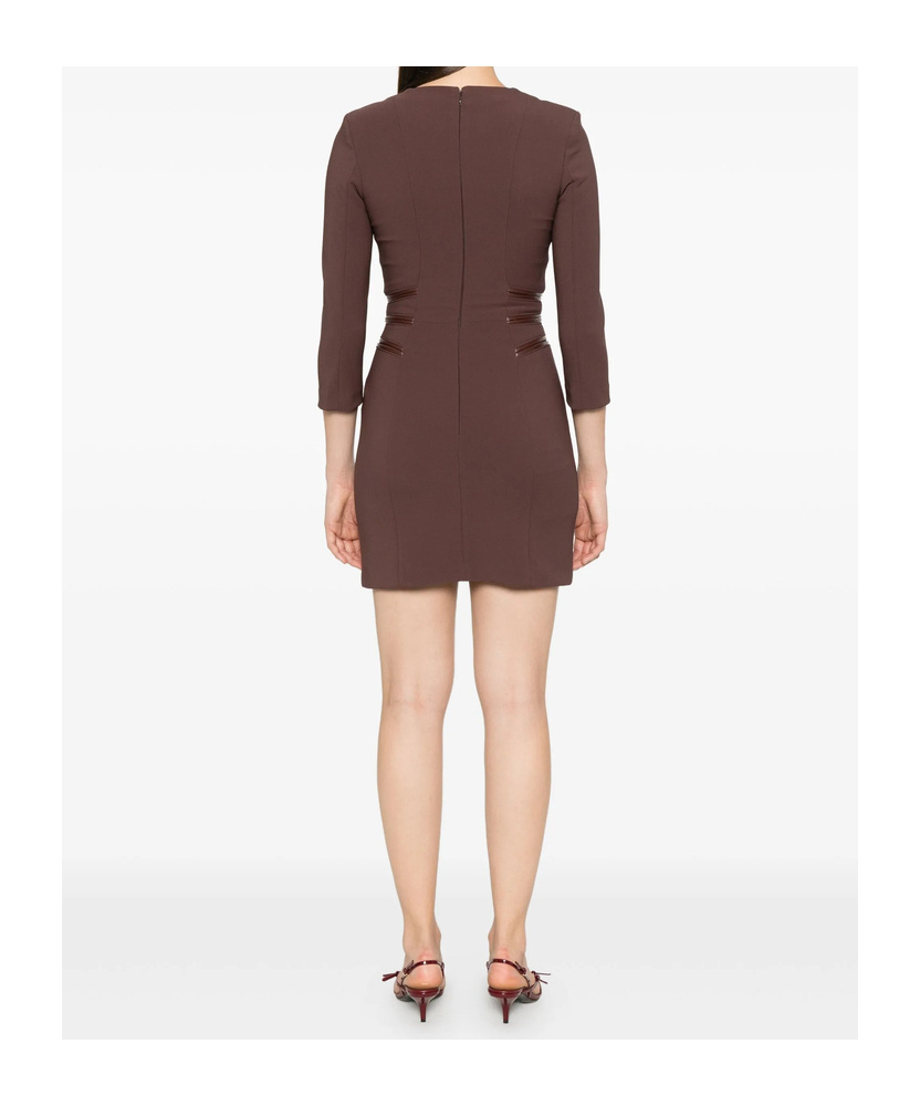Elisabetta Franchi Merlot Midi Dress With Zipper Detailing In Brown