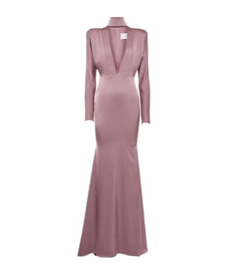 Alex Perry Satin Crêpe Gown In Nude