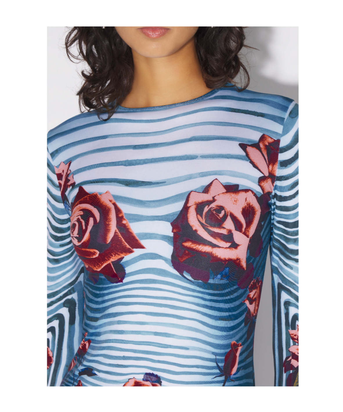 Shop Jean Paul Gaultier Flower Body Morphing Midi Dress In Blue