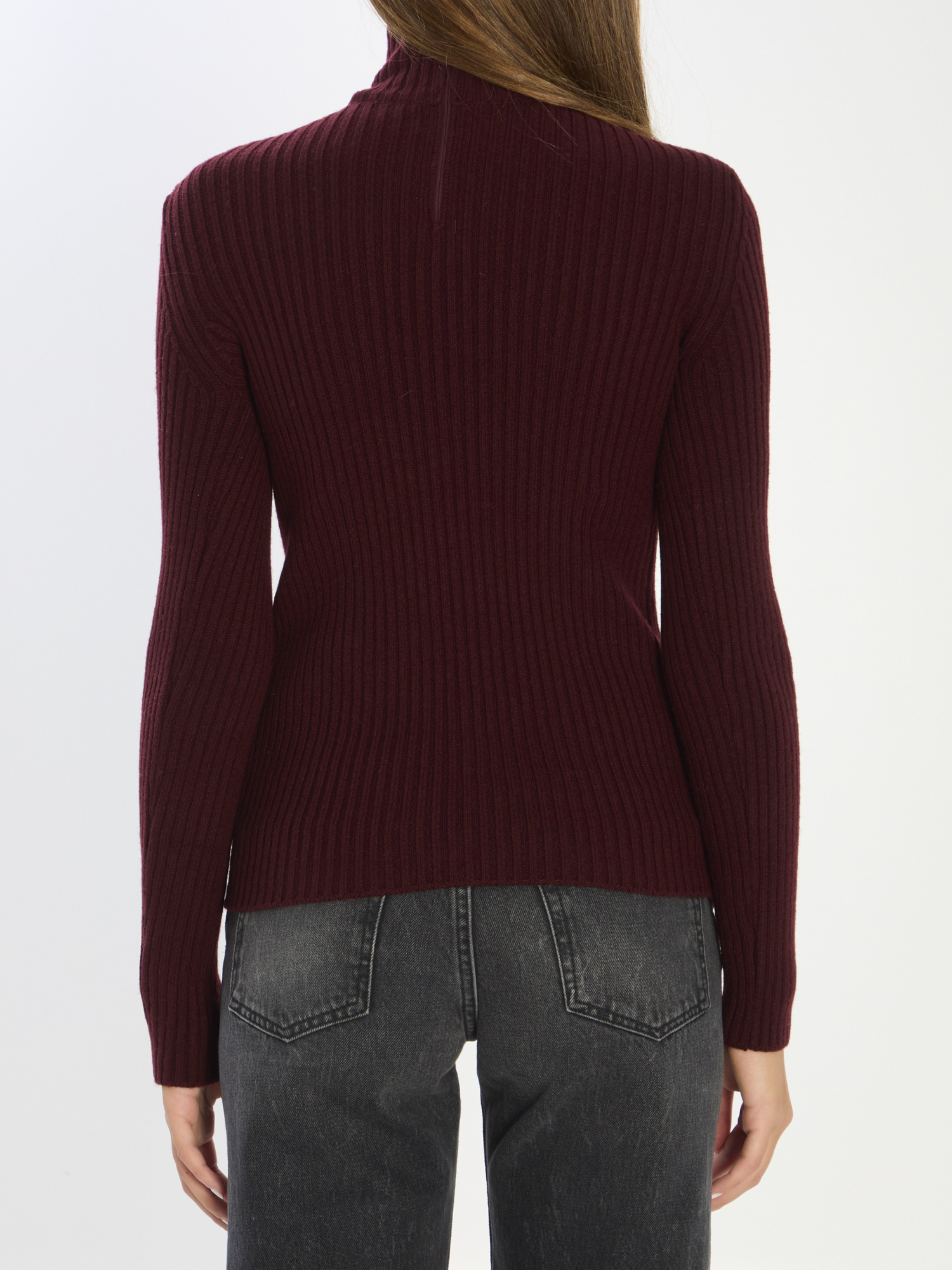 Max Mara Wool And Cashmere High Neck Knit Top In Multi