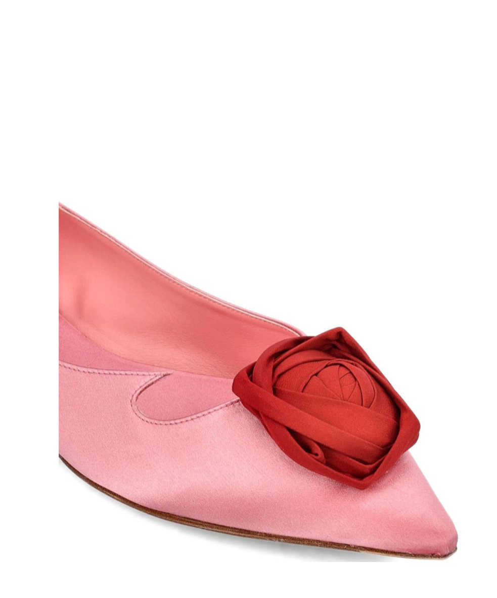 Roger Vivier Pointed Toe Satin Flat Shoes In Pink