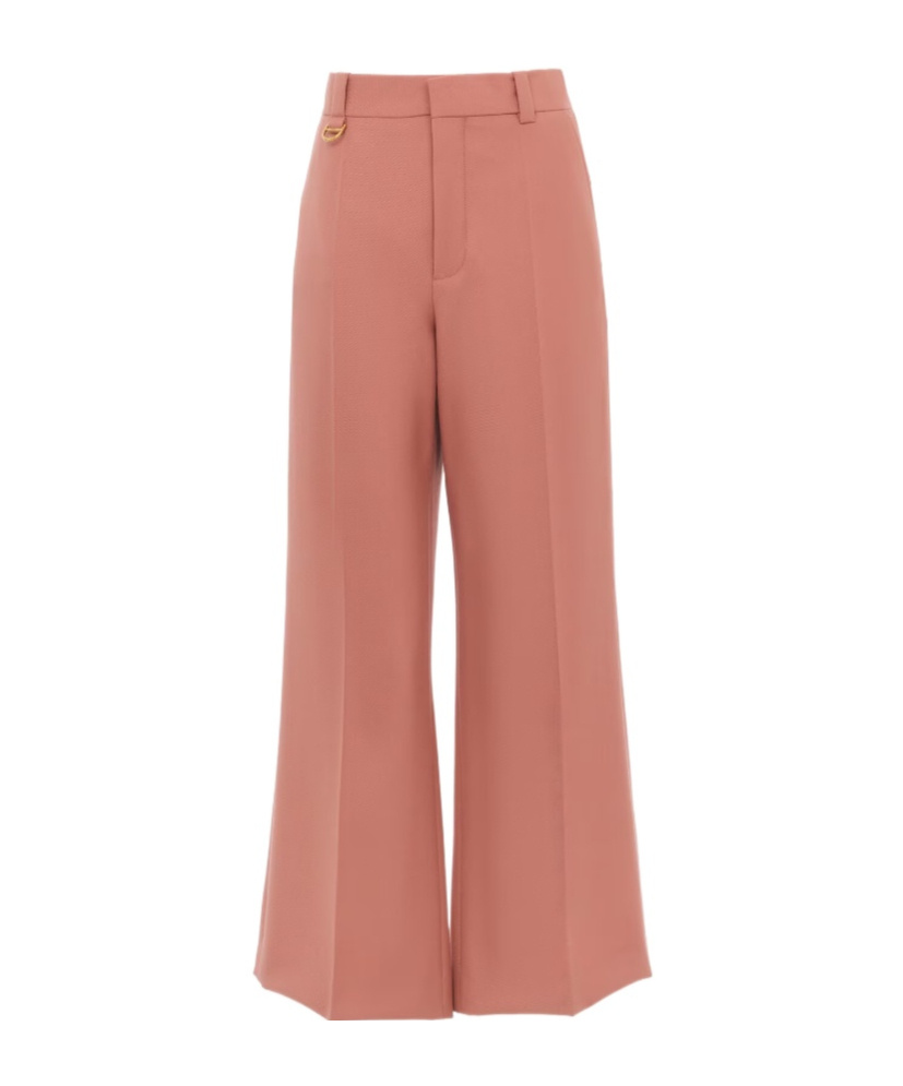 Chloé Flared Bootcut Pants In Wool Gabardine In Pink