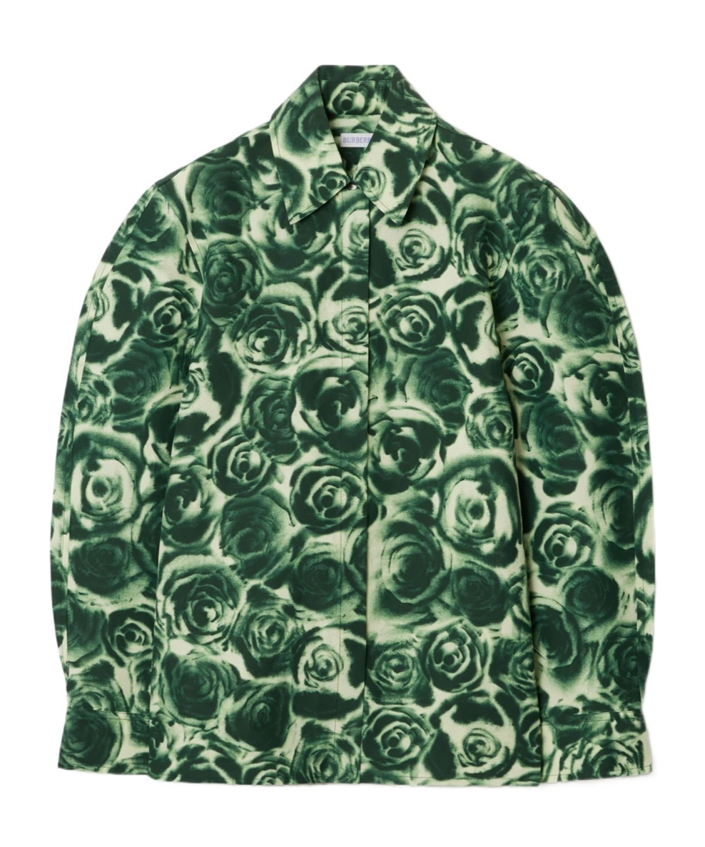 Burberry Floral Pattern Long-sleeved Shirt In Green