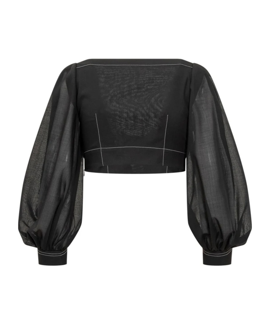 Philosophy Di Lorenzo Serafini Sheer Cropped Blouse In Black