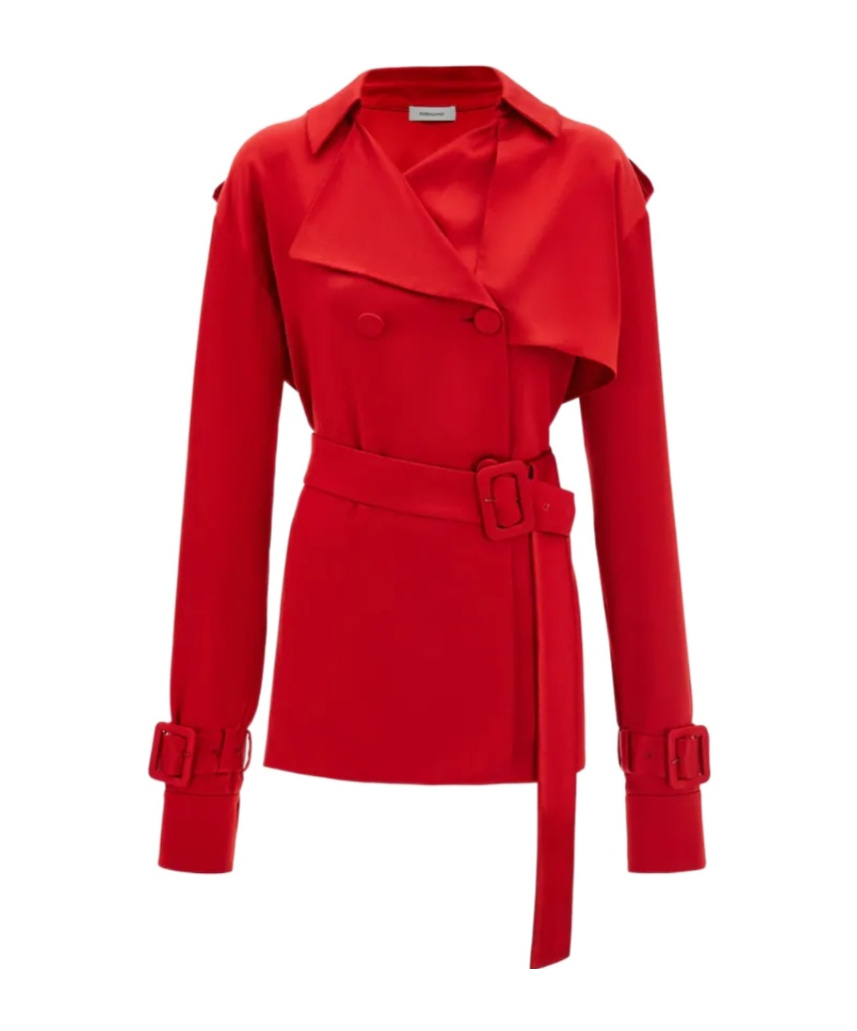 Ferragamo Long-sleeved Short Windbreaker In Red