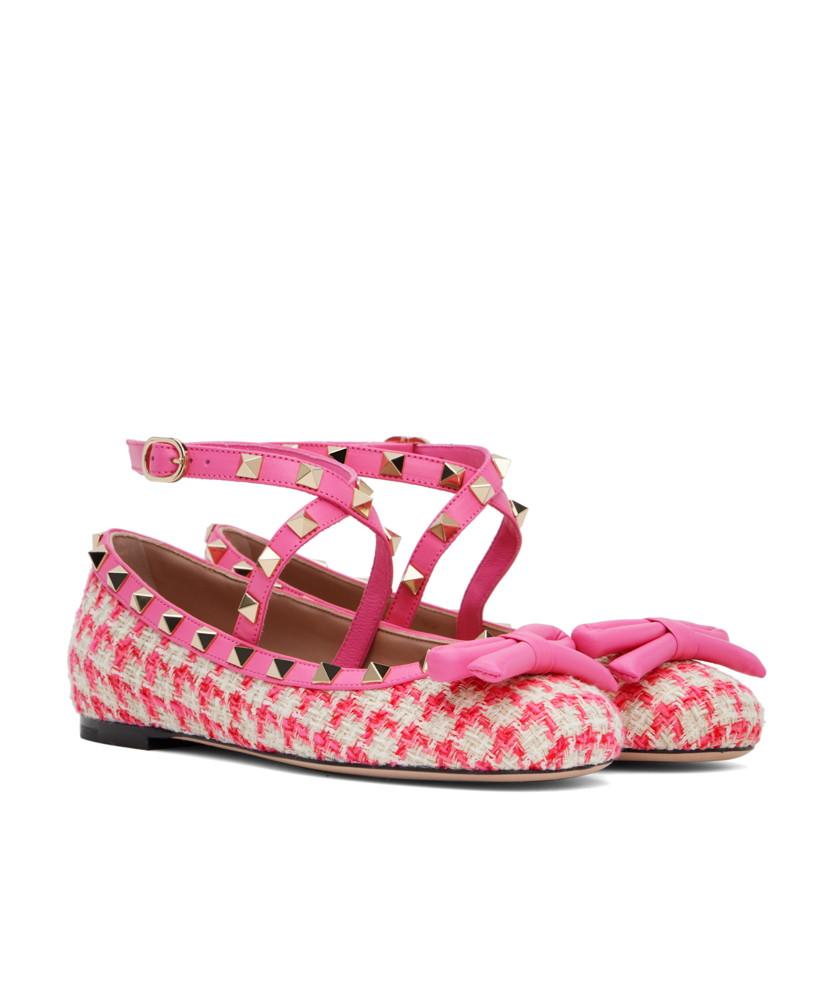 Valentino Round Head Ballet Shoes In Pink