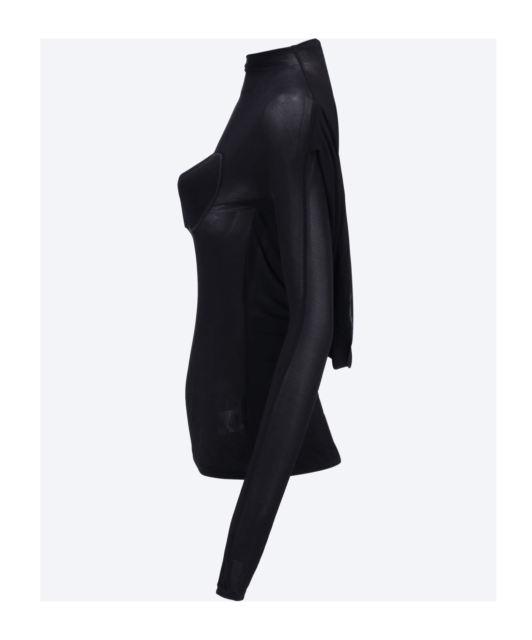 Jean Paul Gaultier Light Jersey Backless Top With Covered Cup Detail In Black