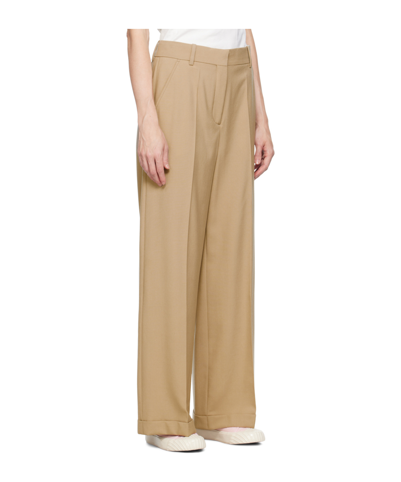 Kenzo Belt Loop Zipper Casual Pants In Nude