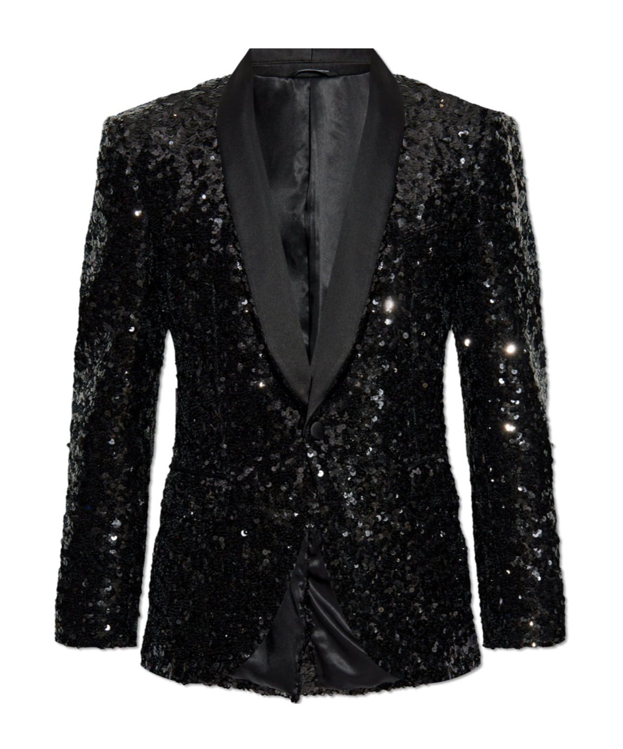Dolce & Gabbana Sequin Embellished Single-breasted Blazer In Black