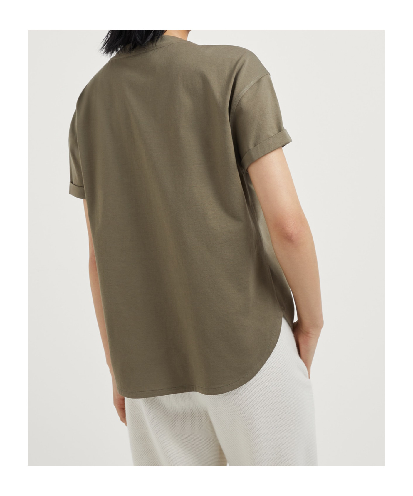 Brunello Cucinelli Women's "shiny Pocket Detail" T-shirt In Green